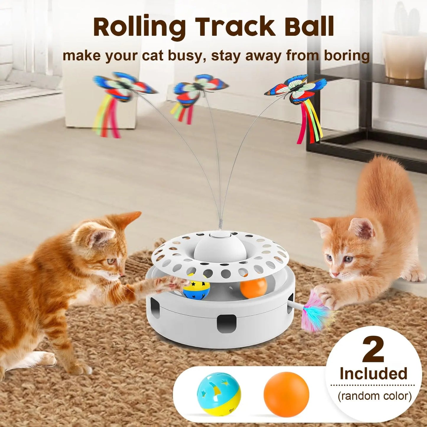 3 in 1 Electric Butterfly Cat Toy Interactive Cat Balls