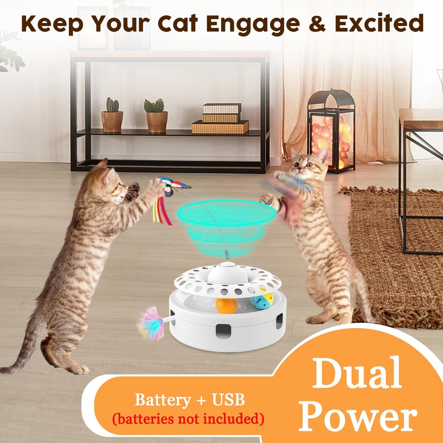 3 in 1 Electric Butterfly Cat Toy Interactive Cat Balls